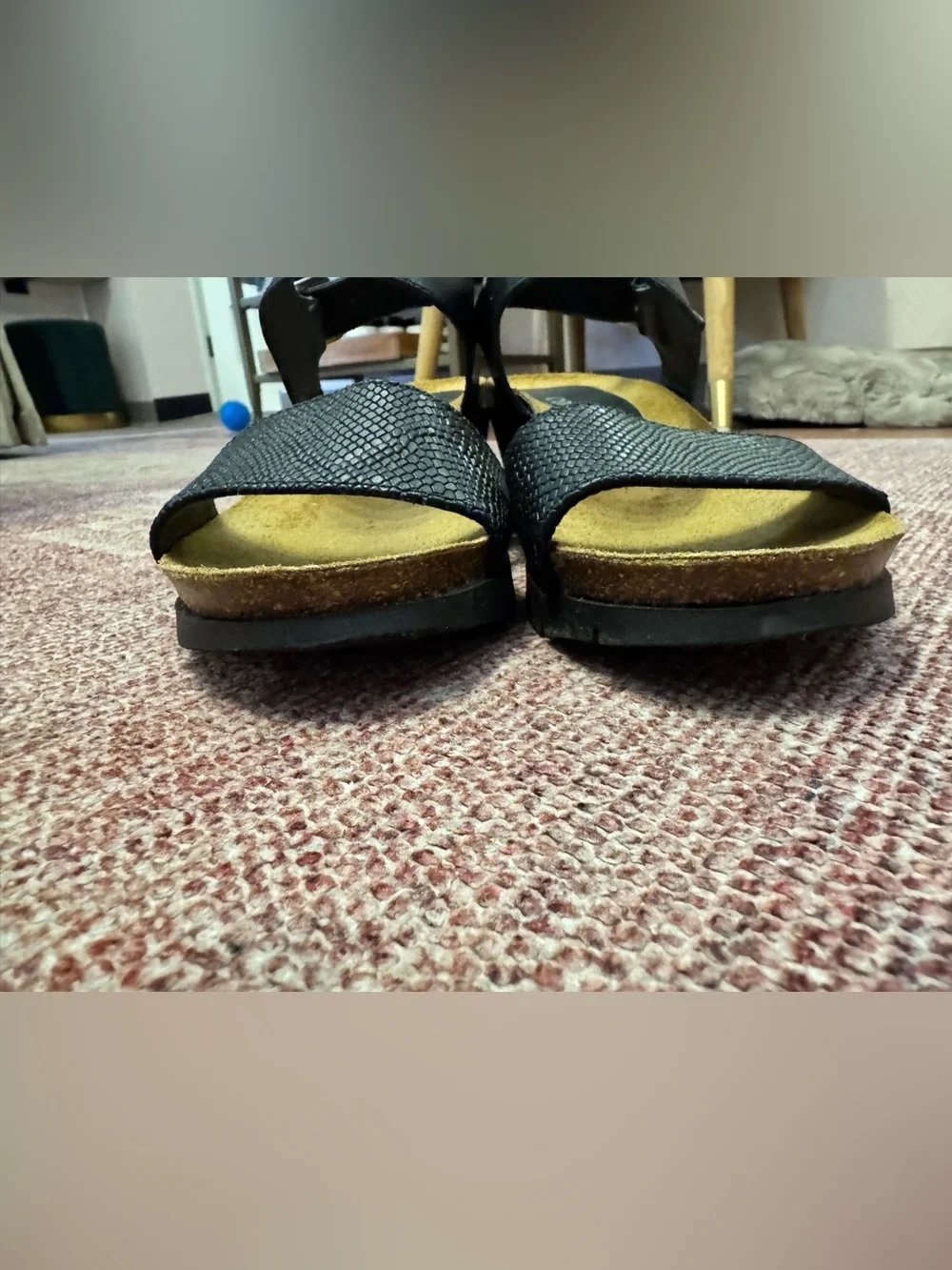 Cordani made in Italy black leather wedge platform sandals w/buckle like new 7.5